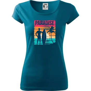 Dámské tričko Paradise - barevný čtverec - Dámské triko Pure - XS ( Petrolejová )