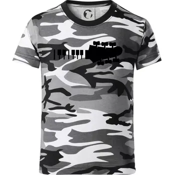 Chlapecké tričko Klávesy a kytara - Dětské maskáčové triko - 146 cm/10 let ( Šedý maskáč )