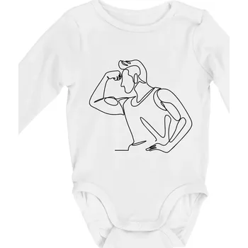 Kojenecký body Posilování biceps jedním tahem - Body kojenecké s dlouhým rukávem - Dlouhý r. do 3 měs ( Bílá )