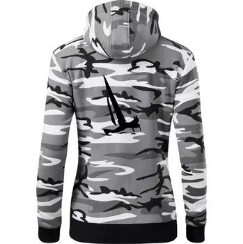 Dámská mikina Katamarán 2 osoby - Dámská mikina trendy zipper s kapucí - S ( Šedý maskáč )