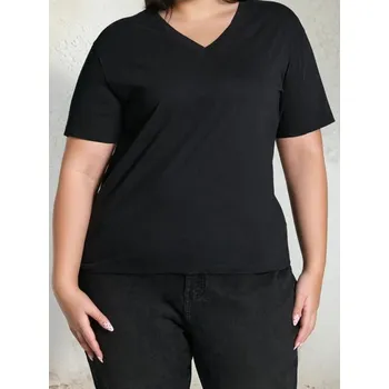 Dámské tričko Sinsay - Tričko s výstřihem do V - černá - 888GS-99X - 888GS-99X-2XL