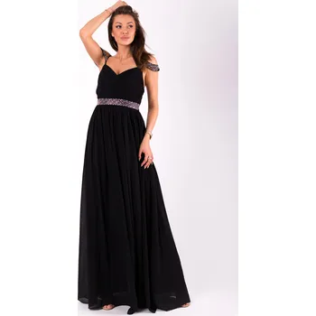 Dámské šaty Večerní šaty s třpytivými pásky 51001-1 Barva: Černá, Velikost: S