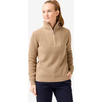 Pánský svetr INESIS Dámský golfový svetr se zipem u krku MW500 XS BÉŽOVÁ