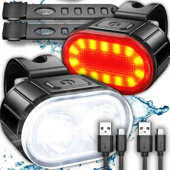 Cyklosvítilna Sada cyklistických světel Lewer s akumulátorem, černá, LED, 800 lm