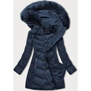 Pánská bunda Tmavě modrá dlouhá dámská prošívaná zimní bunda (7689) odstíny modré S (36)