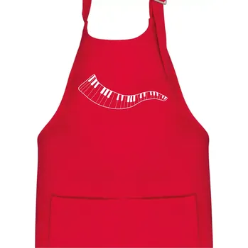 Kuchyňská zástěra Klávesy vlna - Dětská zástěra na vaření - Univerzální velikost ( Červená )