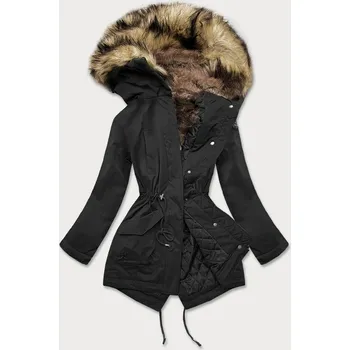 Černá dámská prošívaná zimní bunda s kožešinou (m-137) odstíny černé XL (42)