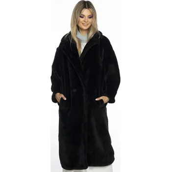 Dámský kabát Černý dámský plyšový oversize kabát Ann Gissy (AG1-J9172) odstíny černé S (36)