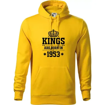 Pánská mikina Kings are born in 1953 - Mikina pánská Cape s kapucí - S ( Žlutá )