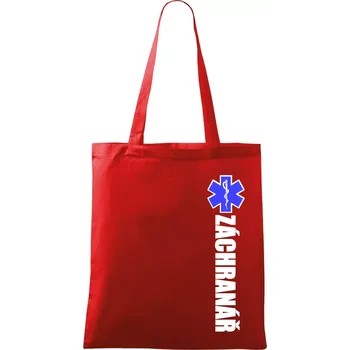 Nákupní taška Záchranář - hvězda - Taška bavlněná - 42 x 38 cm ( Červená )
