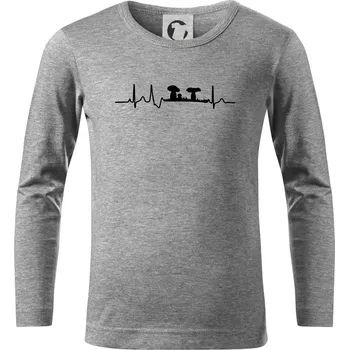 Chlapecké tričko EKG houbař - Triko dětské Long Sleeve - 104-110cm / 3-4 roky ( Tmavě šedý melír )