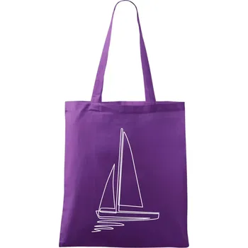 Plachetnice jedním tahem - Taška bavlněná - 42 x 38 cm ( Fialová )