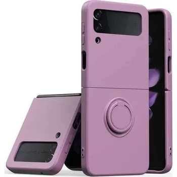 Pouzdro na mobilní telefon Silikonový ochranný obal s držákem na prst Samsung Galaxy Z Flip7 FE 5G - fialový