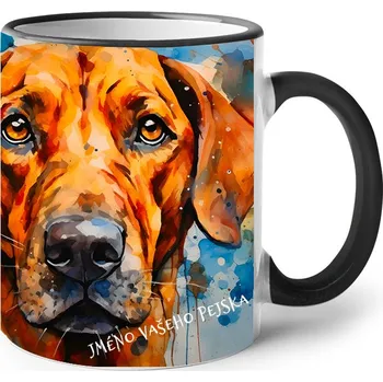 Keramický hrnek Rhodéský ridgeback, Barva Černá, Velikost 330 ml, Canvas Keramický hrnek s barevným uchem Bezvatriko.cz 2591
