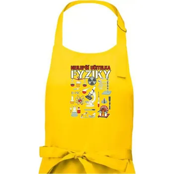 Kuchyňská zástěra Nejlepší učitelka fyziky - Dámská zástěra na vaření - Univerzální velikost ( Žlutá )