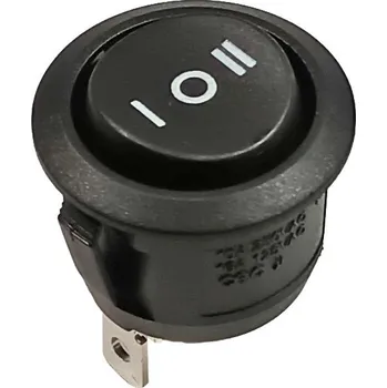 vypínač Vypínač kolébkový kulatý R13-112D-BB-7D, černý ON-OFF-ON