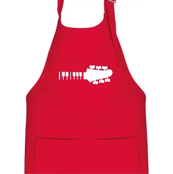 Kuchyňská zástěra Klávesy a kytara - Dětská zástěra na vaření - Univerzální velikost ( Červená )