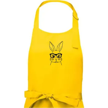 Kuchyňská zástěra Králík s brýlemi - Dámská zástěra na vaření - Univerzální velikost ( Žlutá )