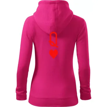 Dámská mikina Poker Q love - Dámská mikina trendy zipper s kapucí - 2XL ( Purpurová )