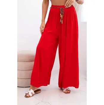 Dámské kalhoty z viskózy se širokými nohavicemi červený UNI