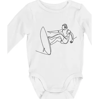 Surfař na vlně jedním tahem - Body kojenecké s dlouhým rukávem - Dlouhý r. 3-6 měs ( Bílá )