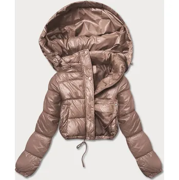 Světle hnědá krátká péřová bunda typu crop (d2-3831-305) odstíny hnědé L (40)