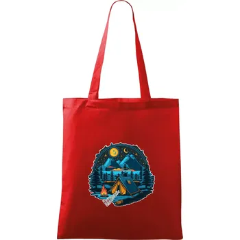 Nákupní taška Krkonoše pod stanem - Taška bavlněná - 42 x 38 cm ( Červená )