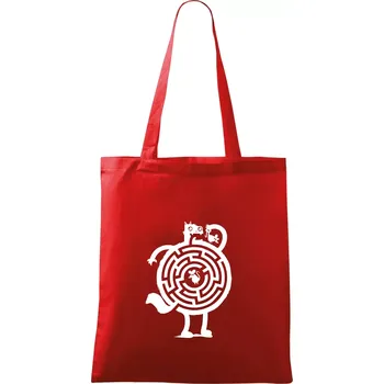 Nákupní taška Kočka a myš bludiště - Taška bavlněná - 42 x 38 cm ( Červená )