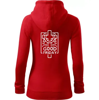 Dámská mikina Good friday - Dámská mikina trendy zipper s kapucí - L ( Červená )