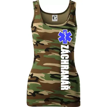 Dámské tričko Záchranář - hvězda - Dámské Maskáčové tílko - XS ( Hnědý maskáč )