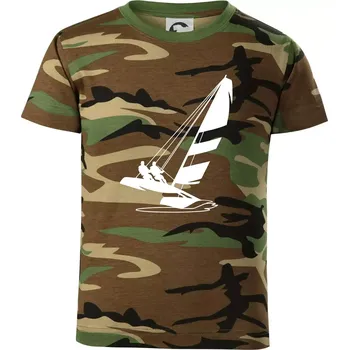 Katamarán na vodě - Dětské maskáčové triko - 134 cm/8 let ( Hnědý maskáč )