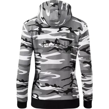 Dámská mikina Ekg hurling - Dámská mikina trendy zipper s kapucí - XL ( Šedý maskáč )