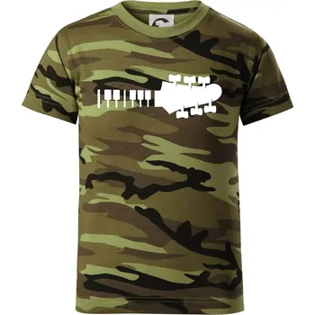 Klávesy a kytara - Dětské maskáčové triko - 104-110cm / 3-4 roky ( Zelený maskáč )