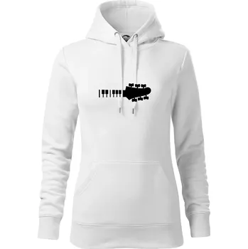 Dámská mikina Klávesy a kytara - Mikina dámská Cape s kapucí - XS ( Bílá )
