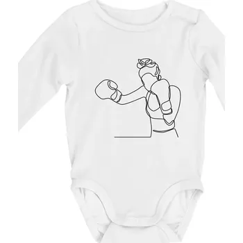 Žena boxerka jedním tahem - Body kojenecké s dlouhým rukávem - Dlouhý r. do 3 měs ( Bílá )