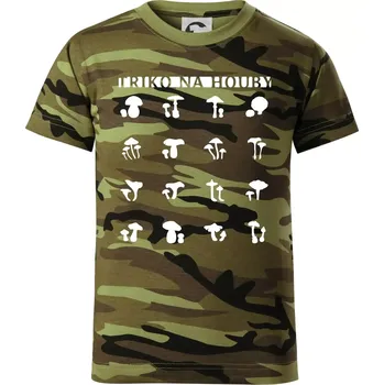 Triko na houby - Dětské maskáčové triko - 122 cm/6 let ( Zelený maskáč )