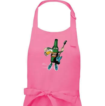 Kuchyňská zástěra Kytarista s pivem - Pánská zástěra na vaření - Univerzální velikost ( Růžová )