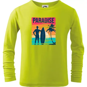 Chlapecké tričko Paradise - barevný čtverec - Triko dětské Long Sleeve - 122 cm/6 let ( Limetková )