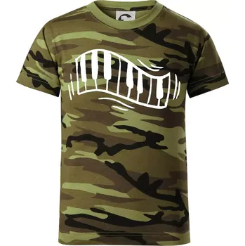 Klávesy kreslené - Dětské maskáčové triko - 122 cm/6 let ( Zelený maskáč )