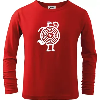 Dětská móda Kočka a myš bludiště - Triko dětské Long Sleeve - 122 cm/6 let ( Červená )