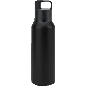 Termohrnek NICKLAUS. Nerezová láhev (91 % recyklovaná) s vakuově izolovanou dvojitou stěnou 590 ml - Černá