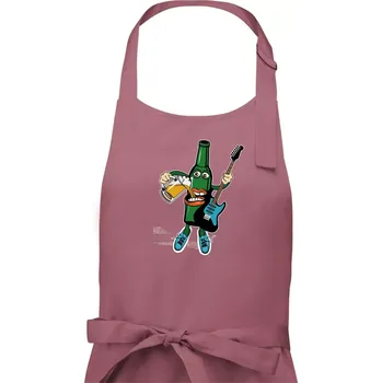 Kuchyňská zástěra Kytarista s pivem - Dámská zástěra na vaření - Univerzální velikost ( Starorůžová )
