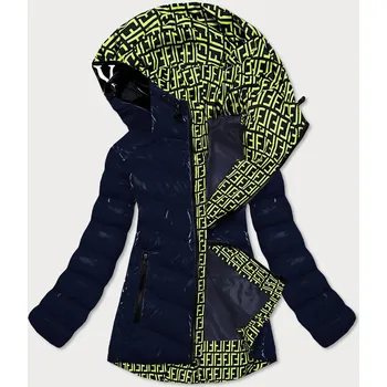 Dámská bunda Tmavě modrá lesklá dámská bunda s ozdobnou podšívkou (xw810x) odstíny modré M (38)