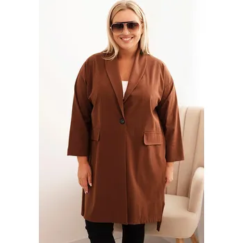 Dámské šaty Dámská narozka Plus Size Punto s bavlnou na knoflík čokoládová UNI