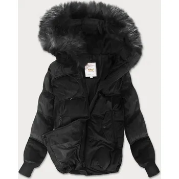 Černá dámská manšestrová bunda s kapucí (7696) odstíny černé XS (34)