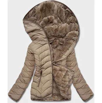 Béžová krátká oboustranná dámská zimní bunda (2M-21507) odstíny béžové M (38)