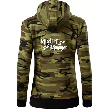 Dámská mikina Harry - Mischief Managed - Dámská mikina trendy zipper s kapucí - L ( Zelený maskáč )