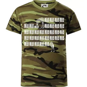 Zebra dlouhá - Dětské maskáčové triko - 122 cm/6 let ( Zelený maskáč )