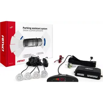 Parkovací asistent Asistenty parkování LED 4 senzory stříbrné