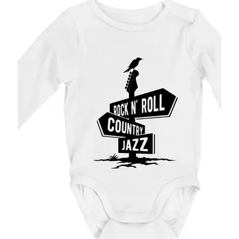 Kojenecký body Kytara rozcestník - Body kojenecké s dlouhým rukávem - Dlouhý r. do 3 měs ( Bílá )